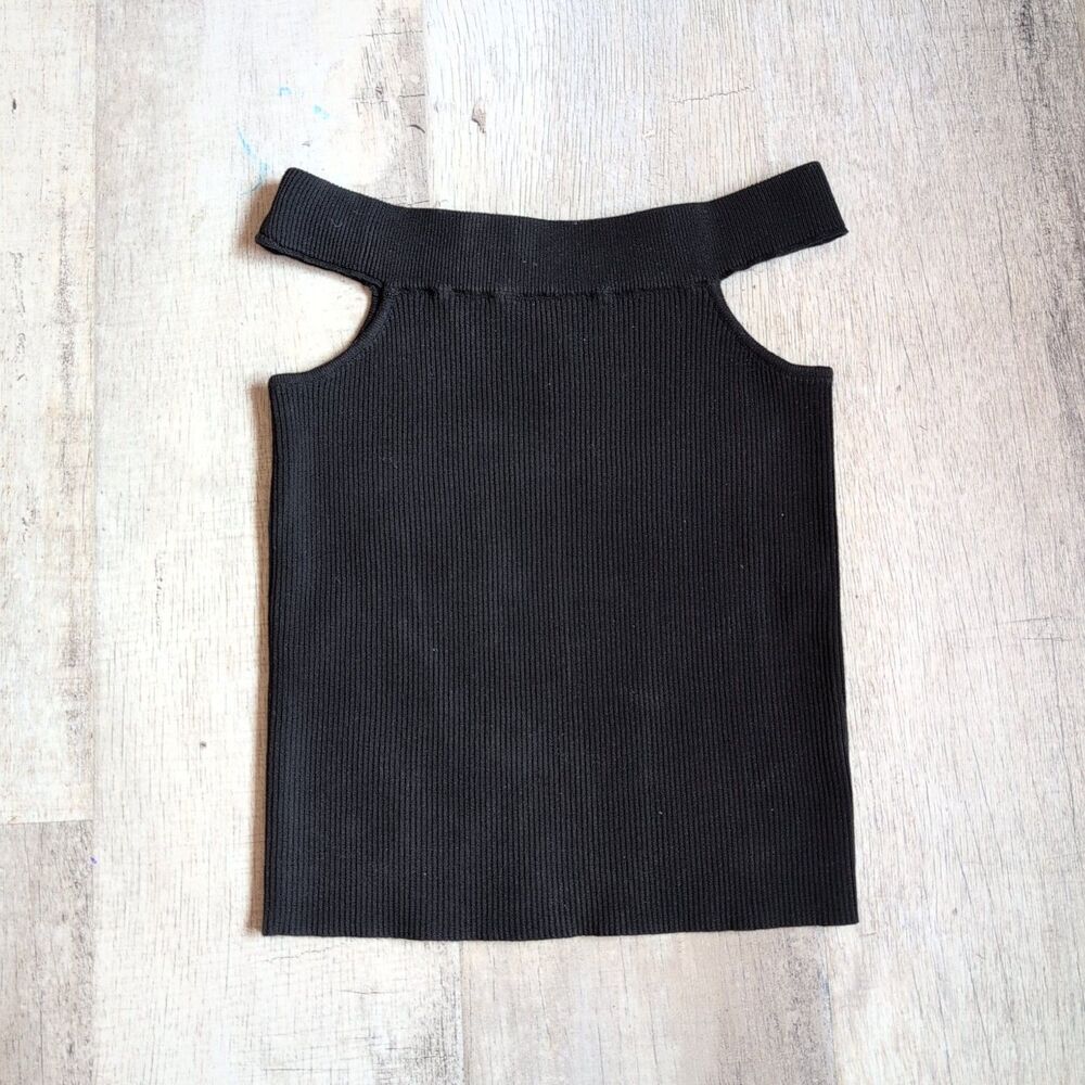 NWT West Of Melrose Womens Size S Black Knit Off The Shoulder Sleeveless Top